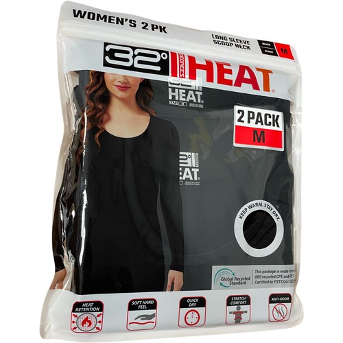 Damen-Oberteil Langarm 32 Grad Hitze Schaufel Ausschnitt 2er-Pack Thermo Basisschicht T-Shirt - Bild 1 von 7