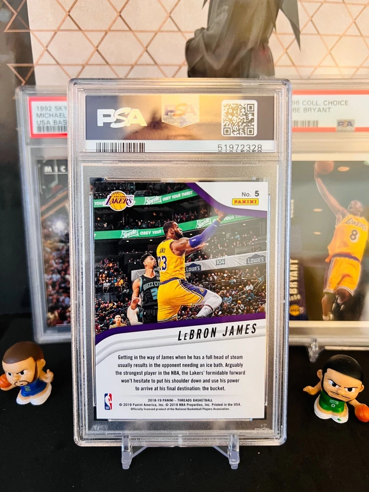 ⭐️ LEBRON JAMES 2018 PANINI THREADS #5 PSA 10 MINT OCTANE CARD 🔥 1ST YR LAKERS - Image 2 of 2