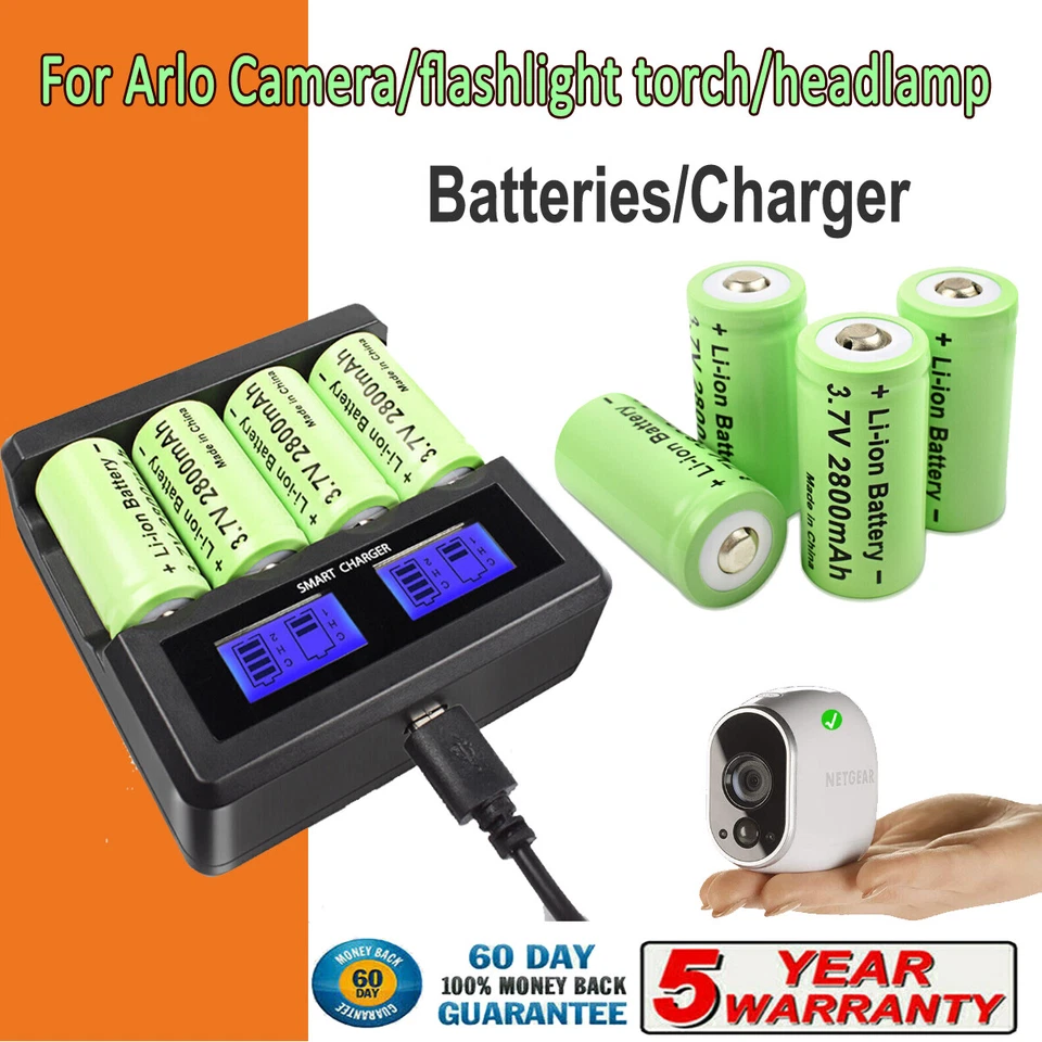 DL123 CR123A CR123 3.7V 2800mAh Rechargeable Li-ion Battery Batteries / Charger - Image 3 of 4