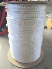# 5 5/32" x 50 ft t Starter crank rope  White  solid braid Polyester Made N USA
