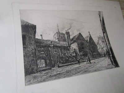 Alfred Louis Brunet Debaines 1845-1939 ORIGINAL ETCHING Corpus Christi Cambridge
