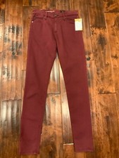 Adriano Goldschmied Maroon "The Farrah Skinny Ankle" High-Rise Jeans, Size 25