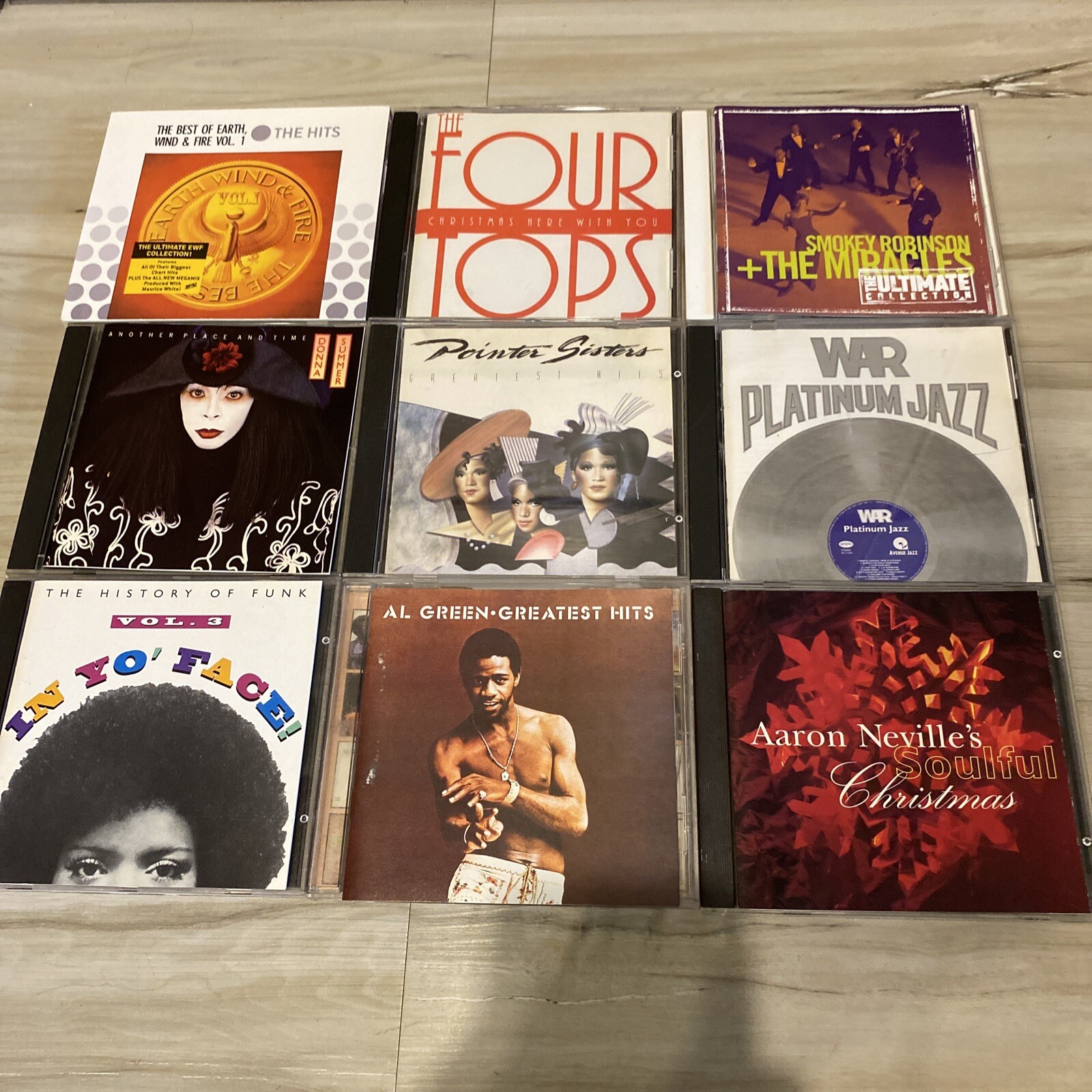 9 Classic R&B Funk CD LOT Earth Wind & Fire Donna Summer Four Tops Smokey WAR