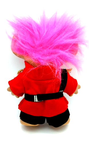 Muñeca Troll Canadian Mounty 8" Vintage Uneeda Wishnik con Pelo Rosa - Imagen 3 de 7