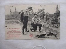 CPA DOS VERT FANTAISIE ILLUSTREE NOS BONS PAYSANS LE PEINTRE