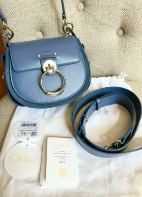 CHLOE TESS SMALL LEATHER CROSSBODY BAG IN GRAPHITE NAVY