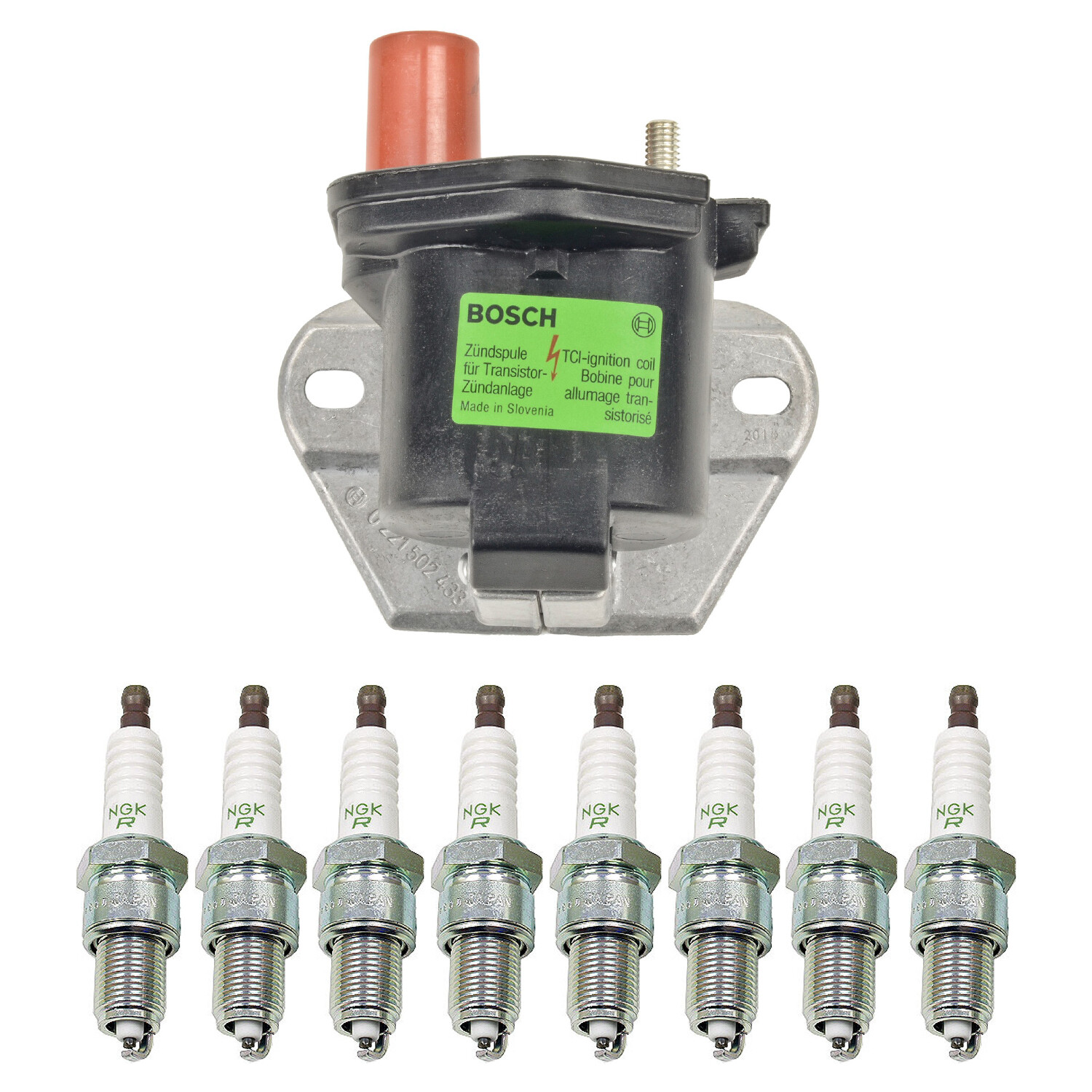 Bosch Ignition Coil NGK 8 V-Power Spark Plug Kit For 560SEC Lagonda Stag 928 V8