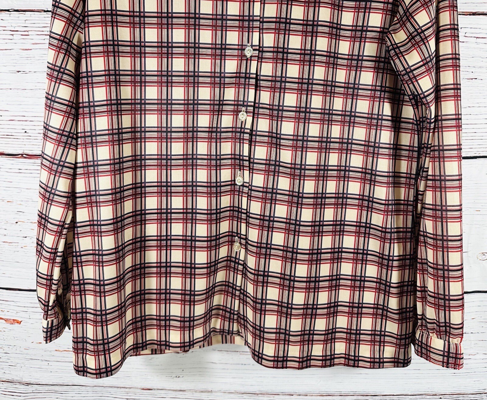 Vintage Polyester Button Front Collared Shirt Lar… - image 6