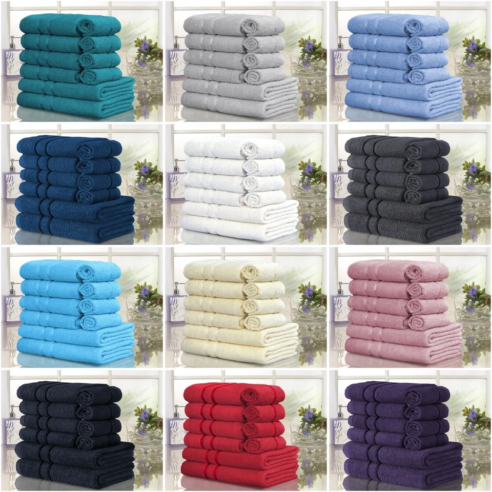 HADI LONDON Luxury 100% Cotton 10 Pcs Towel Bale Set Soft Face Hand Bath Bathroom Towels