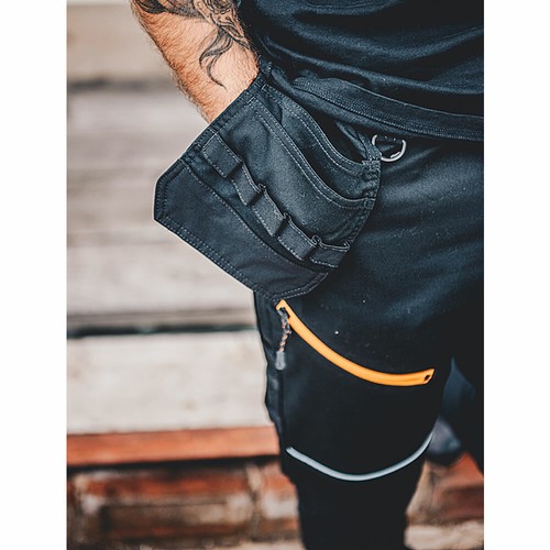 Workough Stretch Arbeitshose Arbeitskleidung schwarz schmale Passform Herrenhose Knieband Tasche - Bild 2 von 4