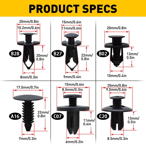 190 PCS Car Retainer Auto Fasteners Push Trim Plastic Clips Pin Rivet Bumper Kit - Picture 3 of 11