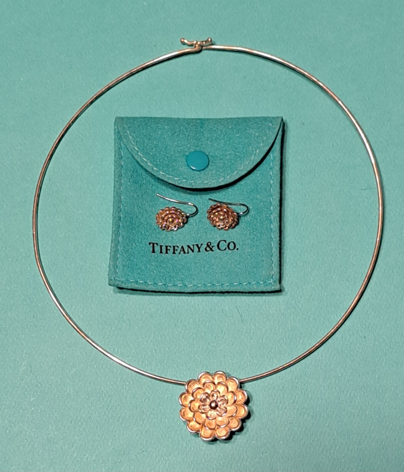 tiffany-co-sterling-silver-flower-collar-choker-necklace-earrings