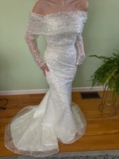 Wedding gown, NEW, corset top pearls gown w/ button back top 2