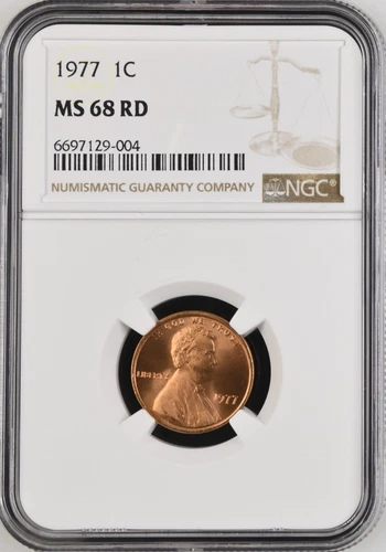 1977  1C RD  Lincoln Memorial One Cent  NGC MS68RD  6697129-004