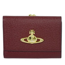 Vivienne Westwood Orb Leather Trifold Compact Wallet Bordeaux Gold