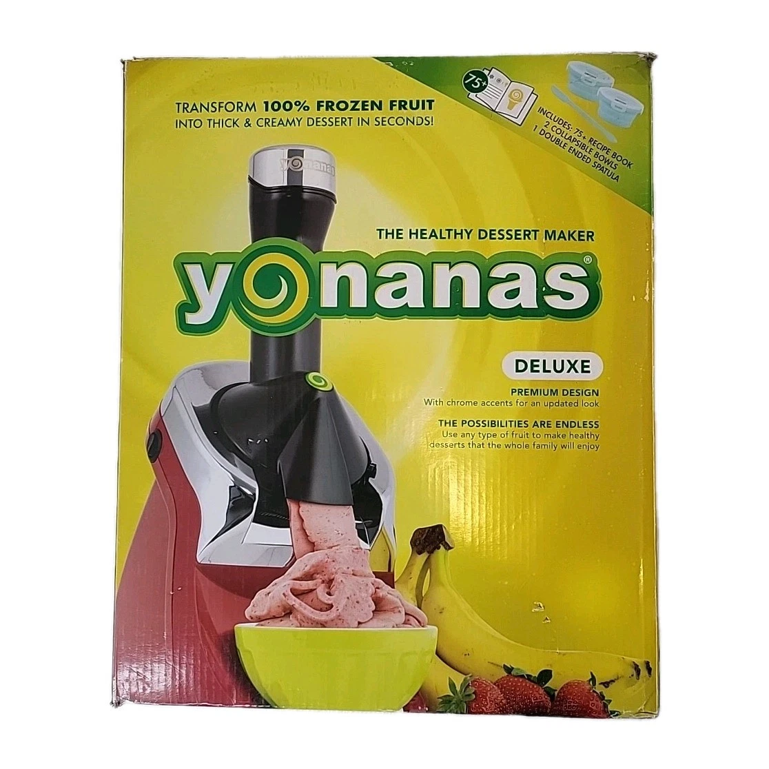 Yonanas Elite Frozen Treat Maker with Recipes Model 988-red UPC 855073008480 EBS