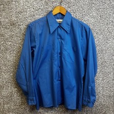 VTG Arrow Weekenders Decton Shirt Mens 16-16.5 Blue Sanforized Loop Collar 60s