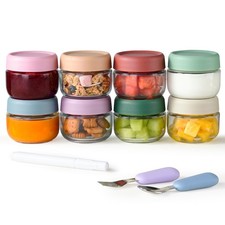 Glass Baby Food Storage Containers, Baby Food Jars, 8 Pack Small Glass Contai...