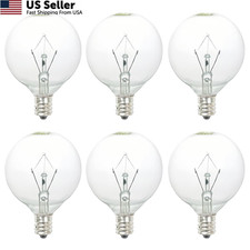 40W Wax Warmer Bulbs E12 G50 Candelabra Base for Scentsy Melt Lamp 6-Pack 120V
