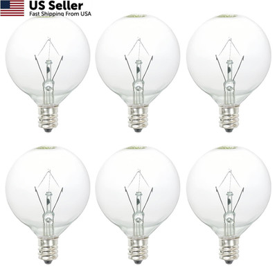 40W Wax Warmer Bulbs E12 G50 Candelabra Base for Scentsy Melt Lamp 6-Pack 120V 