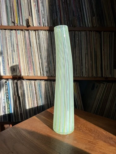Murano Striped Multicolored Handblown Glass Dino Martens Vase 16” Tall