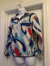Patagonia Synchilla Snap T Fleece Pullover Womens XS Feather Dance Print