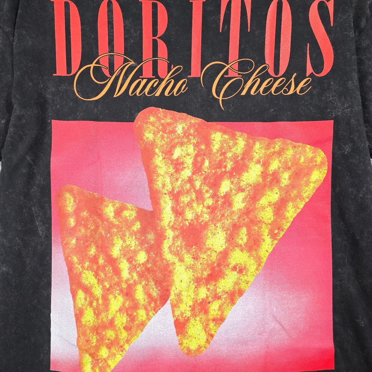 DORITOS Chips Shirt Mens Large Black Red Nacho Cheese Bleach
