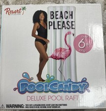 Pool Candy Beach Please" Flamingo Deluxe Pool Raft Float - Over 6ft Long NIB