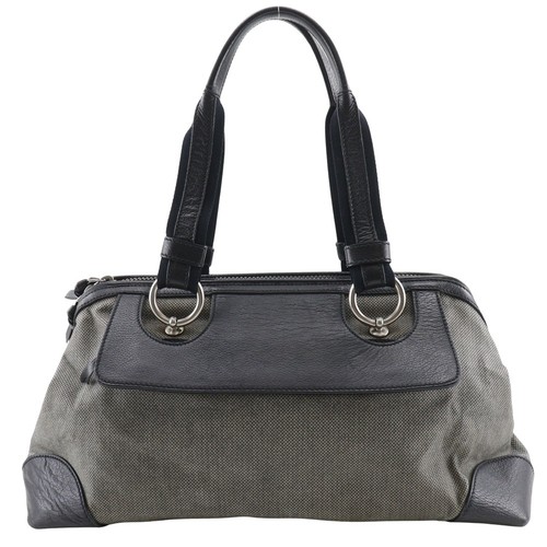 Bottega Veneta Vintage Handbag Leather Gray Canvas