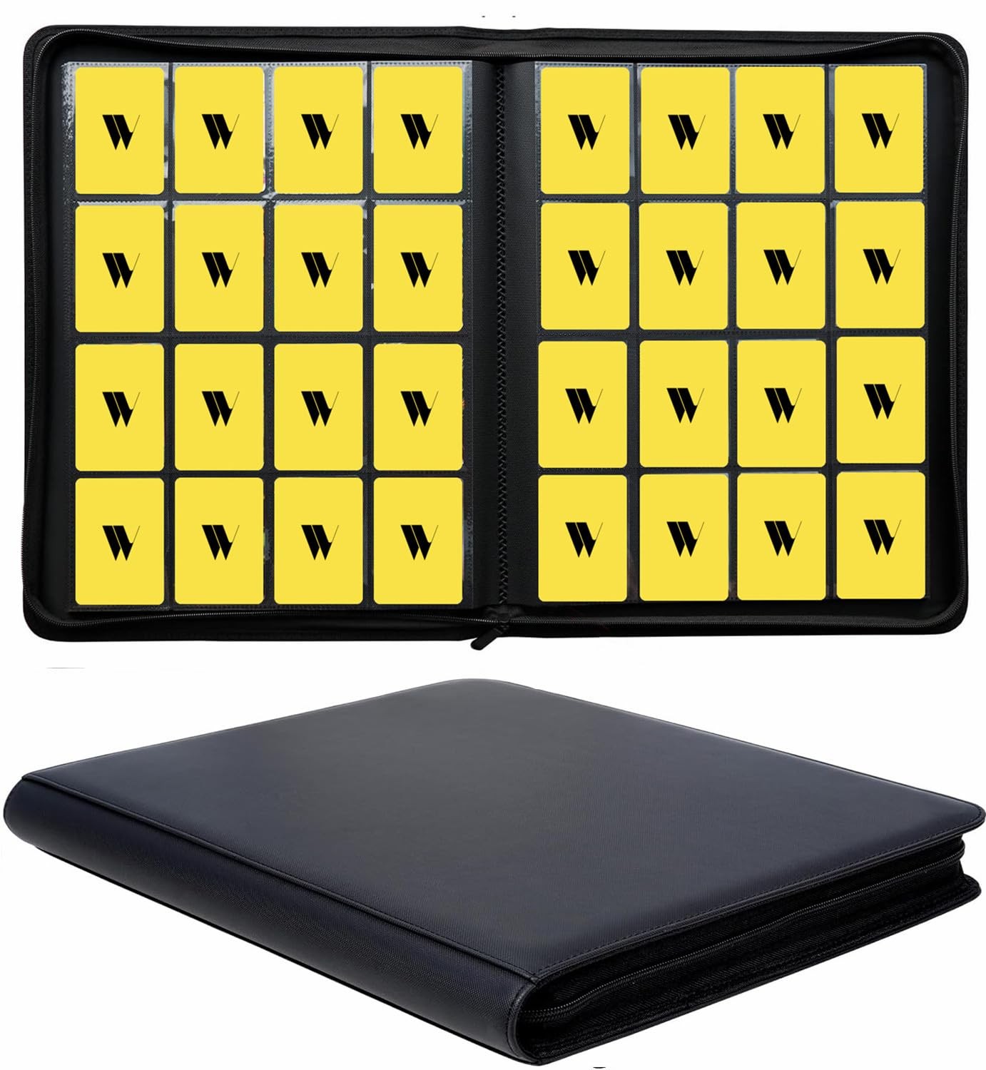 16-Pocket Premium Zip Trading Card Binder Holds 1000+ Cards Double-Sided