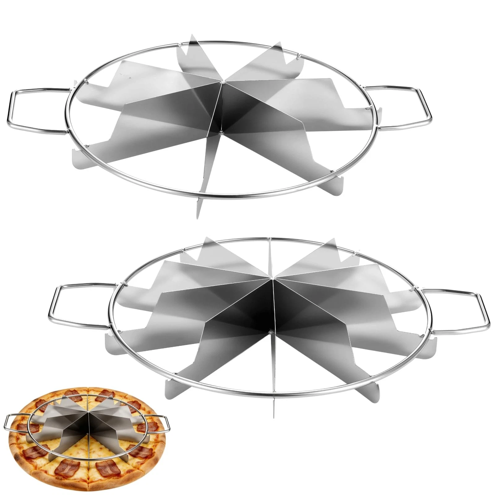 2 PCS Pie Cutter 7 Slice & 10 Slice, Stainless Steel Pizza Divider with Side ...
Opens in a new wind