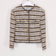 Veronica Beard Women Sumira Metallic Tweed Jacket Blue/Ivory Size 2