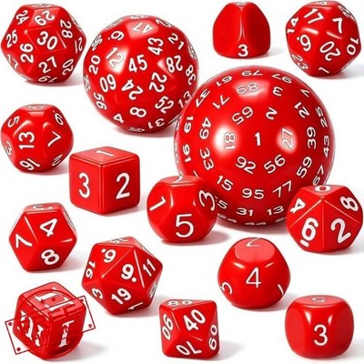 CiaraQ DND Dice Set Red White 15pcs