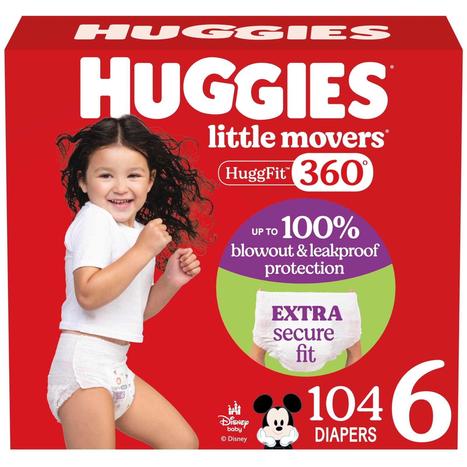 Huggies Size 6 Baby Diapers, Little Movers HuggFit 360&deg; 6, White 