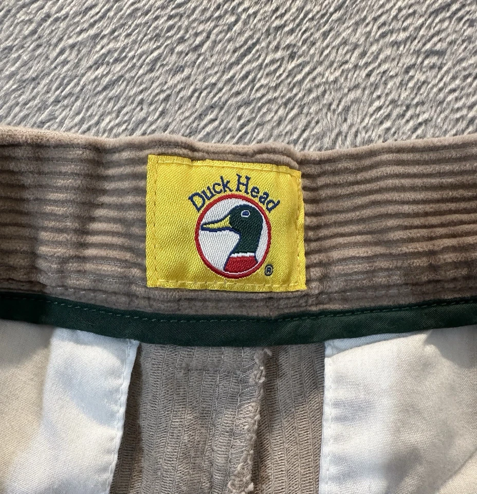 Calça de veludo vintage Duckhead masculina tamanho 34X32 bege pernas algemadas plissada folgada y2k - Imagem 4 de 4