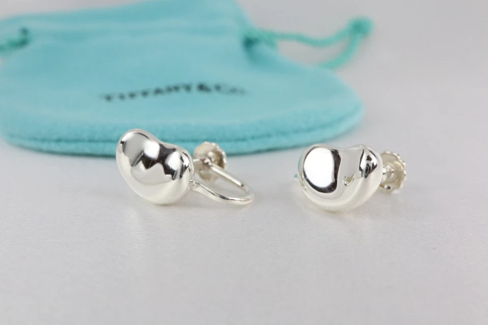 Pendientes Tiffany & Co. 1985 Peretti 11 mm pequeños frijoles atornillados plata 925 Foto 2 de 4