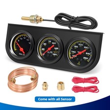 2 52mm Car 3 In 1 Triple Gauge Set Kit Water Tempoil Pressurevoltmeter