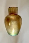 STEUBEN GOLD AURENE # 231 Signed Small 4” Vase Iridescent Pink/Blue Highlights