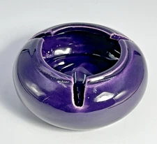 Retro 1960's Vohann of California Hoodwink Ceramic Ashtray Purple /Eggplant VTG