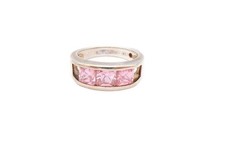 Elle Sterling Silver 925 Pink Cubic Zirconia Ring Size 7