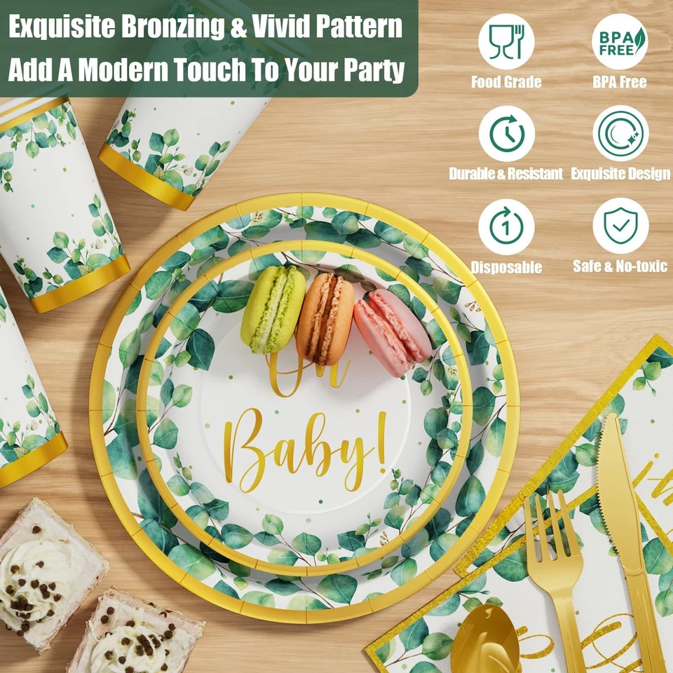 Girl Boy Sage Green Baby Shower Decorations 247 PCS (25 Guest) Boho Greency P... - Image 4 of 4