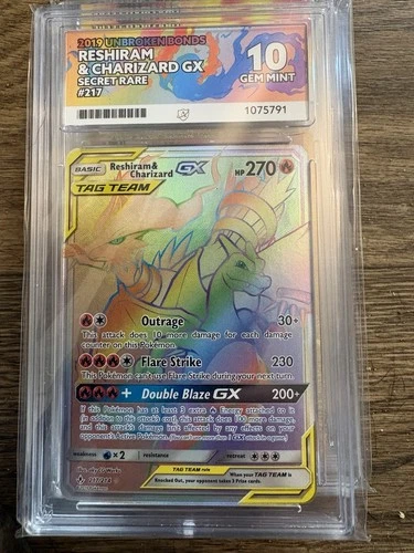 Pokemon Reshiram Charizard GX 217/214 Unbroken Bonds ACE 10 (Perfect Subs)