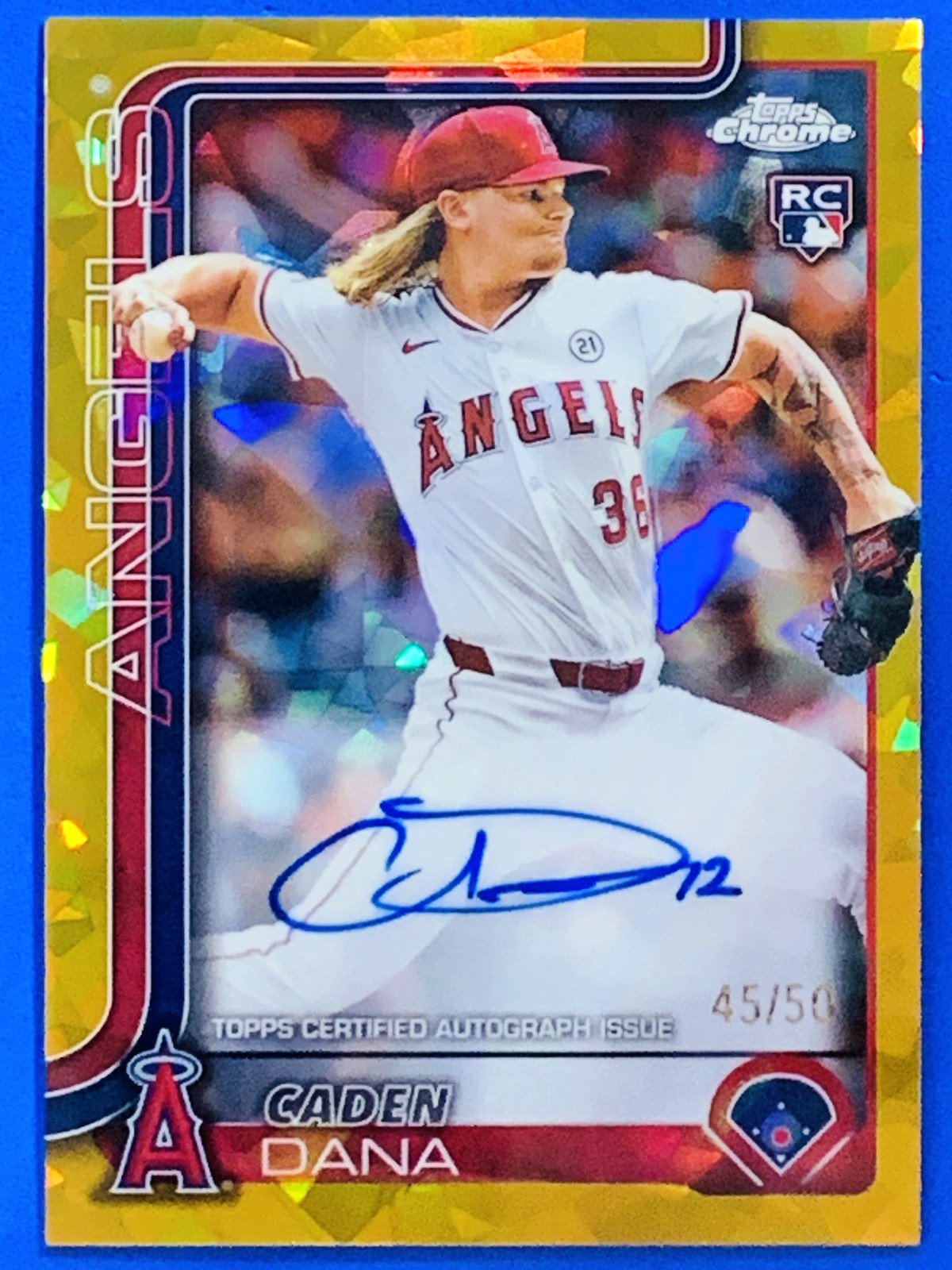 Caden Dana 2025 Topps Chrome Sapphire Rookie Auto #RA-CAD Gold Angels /50