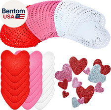 102 PCS Valentines Day Glitter and Foam Heart Doilies, Tableware Decoration, Hom