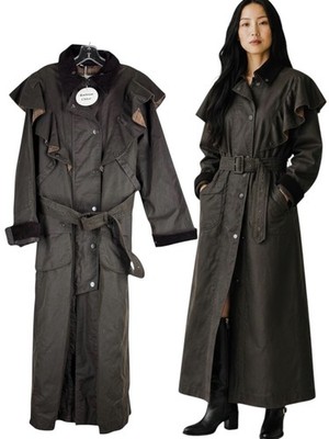 New Chloe X Barbour Dany Waxed Cotton Long Trench Coat  Brown Womens Size 12