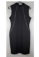 Calvin Klein Sleeveless dress gold Zippers at neckline In Front Size 8