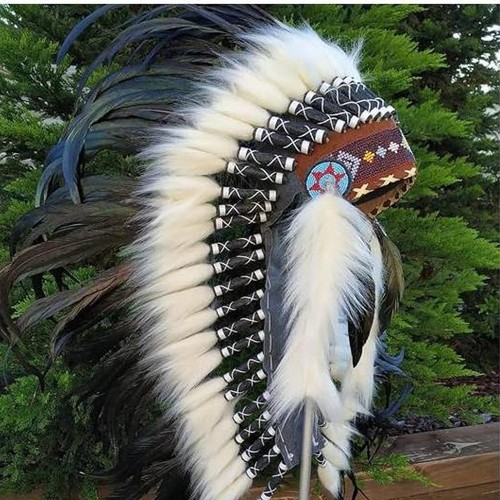 Artificial Feather Headpiece Fancy Dress Hat Native American Chief Headdress - Picture 4 of 7