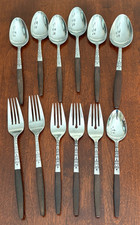 12 INTERPUR INR2 Stainless 1 SERV SPOON 2 DINNER FORKS 3 SALAD 1 TEASPOON 5 SOUP