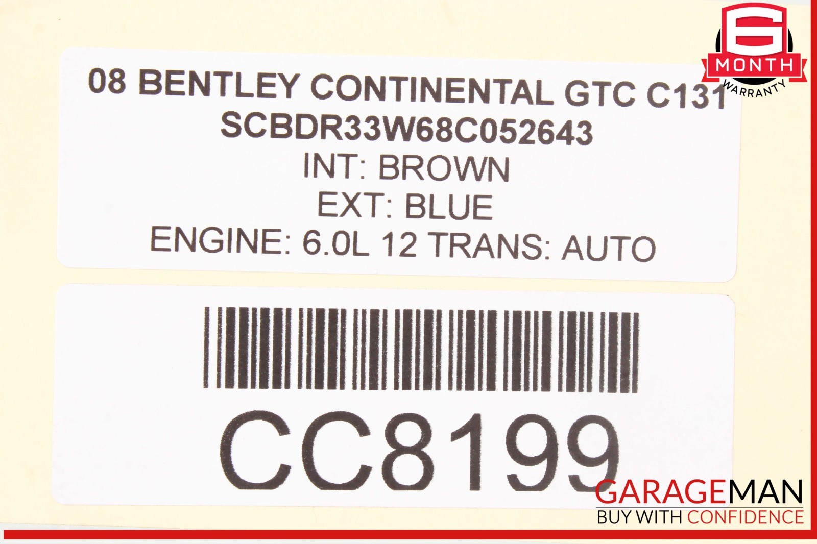 07-11 Bentley Continental GTC Rear Left Driver Side Interior Door Panel OEM