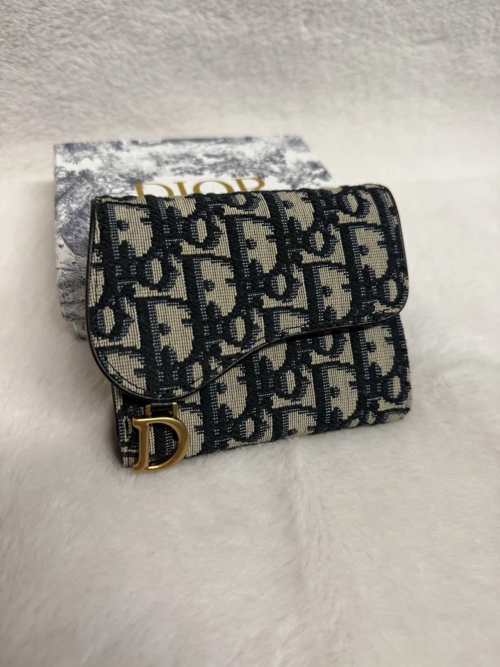 Tarjetero con solapa de silla de montar Dior azul Jacquard oblicuo Dior Foto 3 de 4